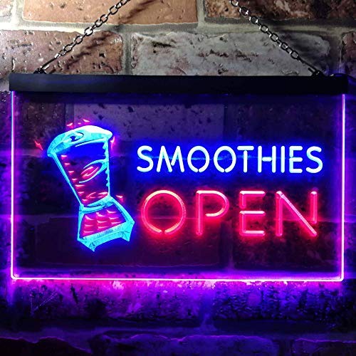 Smoothies Open Dual LED Neon Light Sign